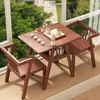 Juego de Mesa Pequeña y Sillas para Balcón, Nuevo Estilo Casual Mesa Pequeña para Tomar Té y Sillas de Madera Maciza Famosas en Internet para Uso en Casa