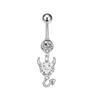 Anel de umbigo Diabinho Transfronteiriço Europeu e Americano Pingente de Zircônia Personalidade da Moda Unha do Umbigo Joia de Piercing Popular Masculina Tendência