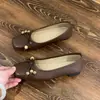 Zapatos Planos Suaves de Cuero Estilo Francés para Abuela, Mocasines sin Cordones de Punta Cuadrada Baja con Lazo, Zapatos de Tacón Bajo para Mujer Brisa Suave de Noche