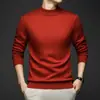 Suéter grueso 100% lana pura para hombre, nuevo de otoño e invierno 2026, camisa base cálida de estilo casual de negocios, suéter para hombre