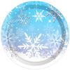 MM210 Vajilla para fiesta navideña de invierno con copos de nieve azules, 8 personas, 4 piezas, plato de papel, toalla de papel, vaso de papel