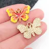 Mezcla 20 gotas de aceite simulación dos colores degradado colgante de mariposa creativo DIY accesorios para joyería con cuentas fabricantes al por mayor
