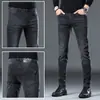 Jeans Negros de Primavera Hong Kong para Hombre, Pantalones Skinny de Corte Ajustado, Pantalones Elásticos para Hombre de Mediana Edad, Pantalones Casuales de Gama Alta para Negocios
