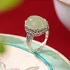 Yuebao Joyería Jade Hetian Natural Plata de Ley S925 Jade de Agua Clara Colgante con Forma de Huevo con Patrón de Hierba Tang Anillo Estilo Étnico Retro Venta al por Mayor