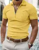 2025 Europeo y Americano Comercio Exterior Transfronterizo Ropa de Hombre para Hombre Camiseta Polo de Color Sólido con Cremallera Estampado 3D de Manga Corta Envío Gratis