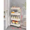Prateleira de Armazenamento Ultrafina Atrás da Porta, Carrinho Móvel de Chão Multicamadas para Banheiro, Prateleira de Armazenamento para Banheiro com Espaço Extremamente Estreito