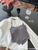 2025 Nuevo Top de Belleza con Espalda Descubierta Irregular Laminado Estilo Coreano Delgado Simple Ajustado Chaleco Chica Picante