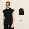 Chaleco de Hombre sin Mangas de Cuello Alto Bk 230g Verano Color Sólido Algodón Puro sin Mangas Deportivo Casual de Marca de Moda Chaleco de Cuello Alto.