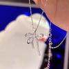Colar Jiu Fengxiang de Prata Esterlina 925 Banhado a Platina para Mulheres, Design de Laço, High-End, Não Desbota, Corrente de Clavícula da Moda Celebridade da Internet, Presente para Mulheres