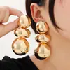 Brincos Atmosféricos Exagerados Europeus e Americanos Brincos Redondos Geométricos Esmaltados de Metal Luxo Leve Elegantes para Senhoras