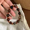 Latte Âmbar Estilo Chinês Retrô Café Ágata Sandália Natural Pulseira Simples Empilhamento Joias de Luxo para Mulheres