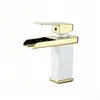 Grifo de lavabo de cascada negro personalizado transfronterizo, grifo de agua fría y caliente de acero inoxidable, grifo de lavabo de estilo europeo de pico ancho