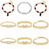 Pulsera de Mariposa con Incrustaciones de Circonita de Cobre de Venta Caliente Transfronteriza con Colgante Cuadrado Liso, Cadena Figaro, Pulsera Negra Pequeña de Oración para Mujeres