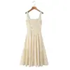 Vestido de Estilo Pastoral Marca Z con Cinturón y Lazo, Vestido Largo Floral, Fresco, Romántico, Elegante, Estilo Francés, Mismo Estilo, Retro Za