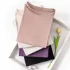 Nova Coleção Primavera e Verão Camiseta Redonda de Seda de Amora com Mangas 3/4, Suéter de Malha Dupla Face, Top Feminino, Camiseta de Base
