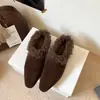 Pantuflas de Terciopelo Retro Ocultas para Aumentar la Altura, Puntera Cerrada, Peludas, para Mujer, Invierno, Slip-on, Más Terciopelo, Cálidas, Mocasines de Punta Cuadrada