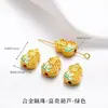 Tendência Nacional Método Antigo Pingente de Ouro de Areia Fogo Azul Gotejamento de Óleo Sorte Oco Esculpido Pérolas Incrustadas Acessórios para Pulseira Colar DIY Feito à Mão
