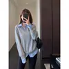 Top de gola de camisa falso de duas peças da moda focado em design, moletom solto emagrecedor feminino 26 Outono/Inverno Novo H092305