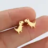Pendientes de Acero Inoxidable con Diseño Recortado de Animales Lindos, Estilo Dulce y Fresco, Serie Negra: Jirafa, Dinosaurio Pequeño, Conejo, Zanahoria