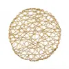Novo Papel Dourado de PVC Palha Aleatória Disco Redondo Base Decorativa Artística Toalha de Mesa Porta-copos Fábrica Direta Atacado