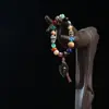 Pulsera Multigemas de Ágata y Hueso de Camello con Cuentas Dzi Estilo Xizang, Estilo Étnico Tejido a Mano, Adorno Vintage de Mano Estilo Xizang