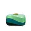 Bolsa de Mão Colorida Arco-Íris Transfronteiriça para Noite de Mulheres, Formato Oval, Atacado para Casamentos e Festas, Socialite