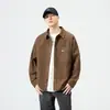 Otoño e Invierno Nuevo Vintage Japonés marrón Camisa de Trabajo para Hombre Holgada Talla Grande Casual Camisa Chaqueta Juvenil Top de Moda