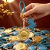 Llavero de Cuatro Hojas Dorado Oro Puro 999 Cantidad mínima de pedido 1 pieza Palabras Auspiciosas Colgante Dorado Regalo Venta al por mayor Cantidad mínima de pedido 1 pieza