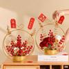 Ornamentos de Ano Novo por Atacado, Fruta da Fortuna, Fruta Azevinho, Bagas Vermelhas, Cesto de Flores de Ferro, Mudança para Casa Nova, Decoração de Flores Artificiais para Mesa