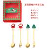 Louça de Natal Transfronteiriça Conjunto de Colher e Garfo de Aço Inoxidável Colher Criativa de Boneco de Neve Garfo Colher para Mexer Café Garfo para Frutas