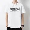 Camiseta de Algodón Puro para Hombre de Manga Corta Tendencia de Verano Cuello Redondo Tops Camisa Básica de Algodón Manga Media con Estampado de Letras Trendy