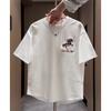 Camiseta masculina de manga curta casual com estampa de pônei colorido da moda, nova camiseta de verão com gola redonda e combinação completa