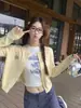 Cárdigan Amarillo Cardigan de Punto Abrigo Estilo Delgado para Mujer Otoño Invierno Nuevo Top Estilo Atmósfera Conjunto Amarillo Chick