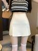 Falda Blanca Sexy Chica Atractiva Cruzada Cadera Pequeña Cintura Alta Adelgazante Versátil Estudiante Falda Pantalón Corto de Letra A Antirreflejos