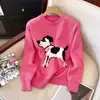 Suéter bordado rosa choque para filhote, blusa de tricô estilo coreano mais grossa, outros itens da moda