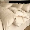 Juego de Cuatro Piezas Jacquard de Color Sólido Ropa de Cama de Lujo Ligero de Alta Gama Sábana de Nantong Funda Nórdica Juego de Tres Piezas para Dormitorio de Estudiante 4