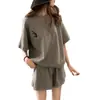 Ropa de verano para mujer talla grande M a 4XL, nuevo traje para gorditas 200 kg, conjunto de dos piezas de top y shorts sueltos de verano