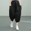 Pantalones de Lino de Algodón Puro Casual para Mujer Verano Nuevo Estilo Coreano Talla Grande Holgados Adelgazantes Cintura Alta Acortados Harem