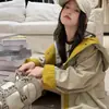 Chaqueta Cortavientos para Niñas Primavera y Otoño Modelo 2026 Estilo Coreano Casual Abrigo de Longitud Media con Capucha para Niñas Mayores con Colores Contrastantes
