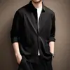 Camisa Retro Francesa de Alta Gama con Textura de Patrón Oscuro para Hombre, Nueva Llegada de Otoño, Marca de Moda, Holgada, Casual, Camisa Estilo Old Money