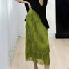 Pedidos Estrangeiros Transfronteiriços Popular Saia Miyake Estilo Retrô Camadas Franjas Saia Longa Moda Fluida e Flexível
