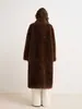 Abrigo largo casual de gamuza y borrego de corte holgado con botones de cuerno para mujer, Otoño/Invierno 2026
