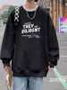 Sudadera de Peso Pesado con Cuello Redondo Estampada de Manga Larga para Hombre para Primavera y Otoño, Chaqueta Estudiante con Capucha Holgada Estilo Americano de Moda con Forro Polar para Otoño e Invierno