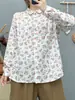 Camisa Floral de Manga Larga para Mujer 2026 con Corte Holgado, Estilo Versátil y Juvenil, Camisa Base de Gasa de Algodón de Doble Capa