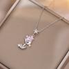Collar para Mujer, Estilo Influencer, Colgante de Rosa, Cadena Clavícula, Minimalista Trendy, Diseño Nicho, Gargantilla de Titanio a la Moda