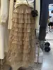 Falda de Malla Transfronteriza Falda de Pastel en Capas Otoño e Invierno 2026 Nuevo Estilo Coreano Cintura Alta Adelgazante Falda Larga de Malla Falda de Media Longitud para Mujer