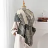 Bufanda de Imitación Cachemir Rayada Nueva 2026 para Mujer, Tacto de Alta Gama, Chal Exterior Cálido para Oficina, Polaina Gruesa para Cuello Otoño/Invierno