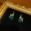 Brincos Ocidentais de Cobre Antigo Banhados a Prata com Design de Cabacinha de Ágata Vermelha com Design de Pedra do Reno Dia Exquisito