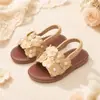 Sandalias Elásticas de Flor de Perla para Niñas Suela Suave Antideslizante Punta Abierta Dulce Estilo Princesa Sandalias Infantiles