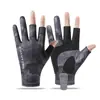 Guantes de Ciclismo para Hombre Verano Delgados Protección Solar Antideslizantes Transpirables Seda de Hielo Conducción Guantes de Pesca de Tres Dedos